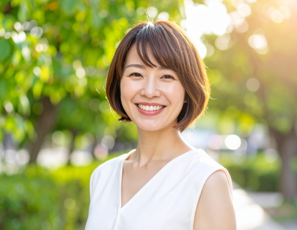 【2】自然な人物画像のプロンプト例(女性・屋外)
