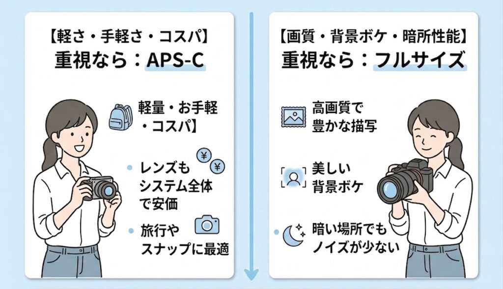 《比較まとめ》APS-C？フルサイズ？あなたに合った選び方